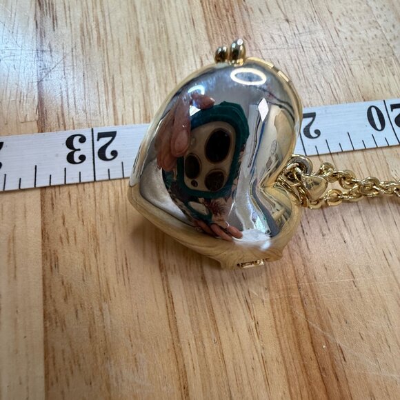 Juicy Couture Gold Heart Locket Necklace With Crown & Rhinestones 18" Chain - Picture 11 of 11